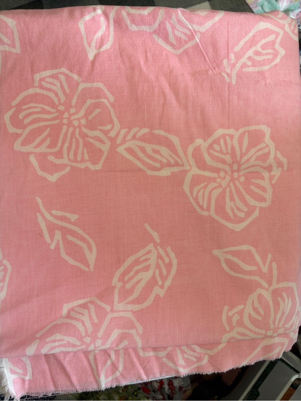 Vintage pink rose fabric Reflections Inc 1957